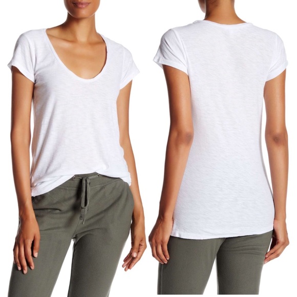 James Perse Womens Deep V-Neck Tee
